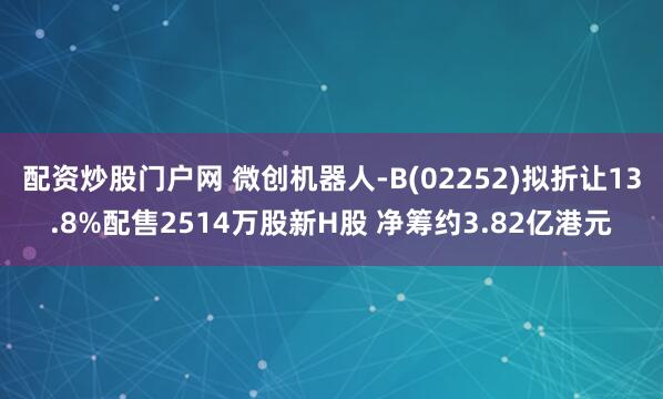 配资炒股门户网 微创机器人-B(02252)拟折让13.8%配售2514万股新H股 净筹约3.82亿港元